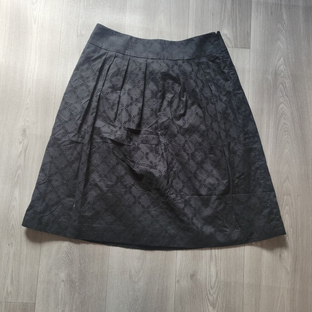 Black Ann Taylor Loft Womens Cotton Eyelet A-Line Skirt Size 10